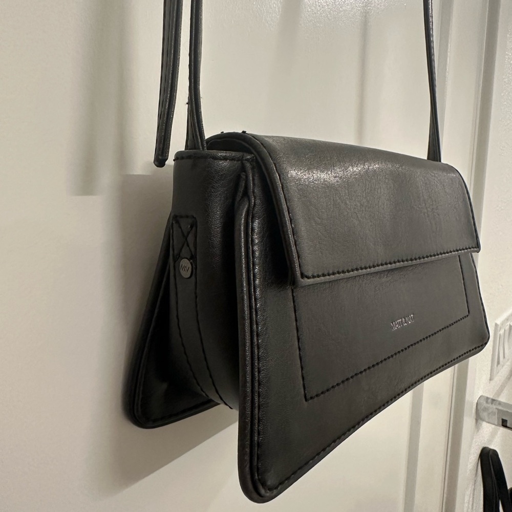 Minimalist Black Vegan Leather Shoulder Bag